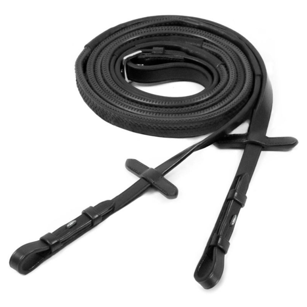 Schockemohle Rubber Rein with Hook and Stud Black - Full