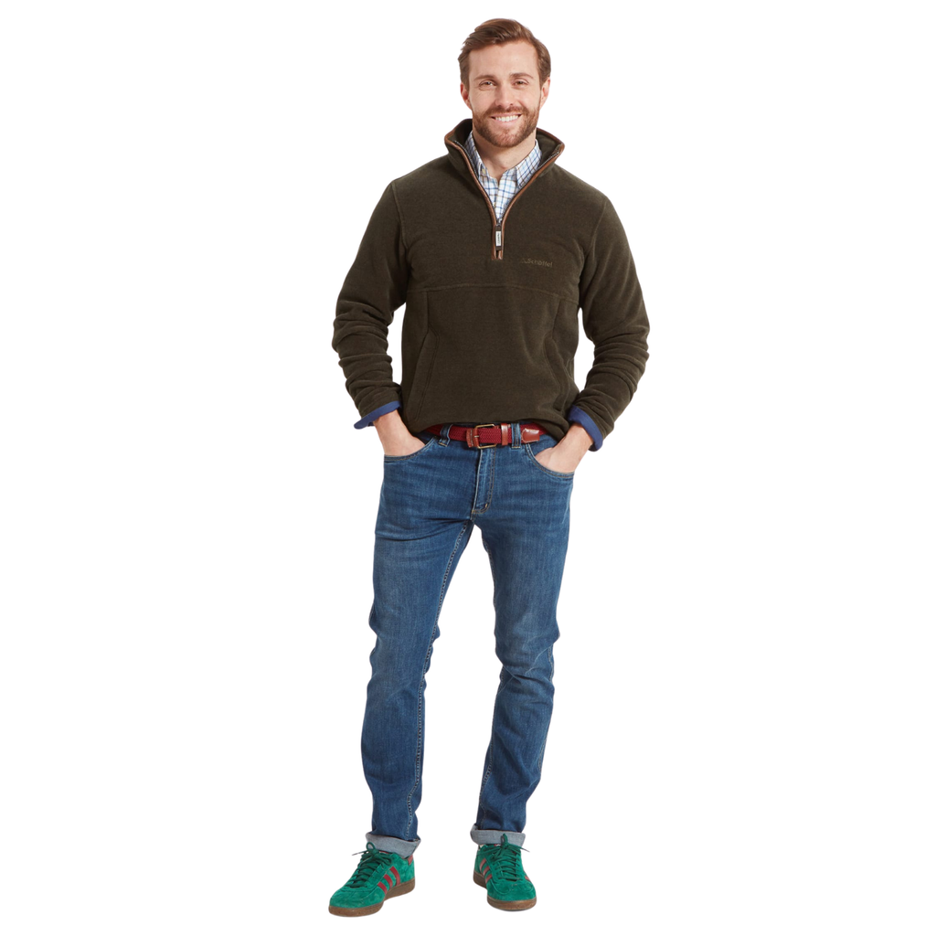 Schoffel Men's Berkeley Quarter Zip Fleece - Dark Olive