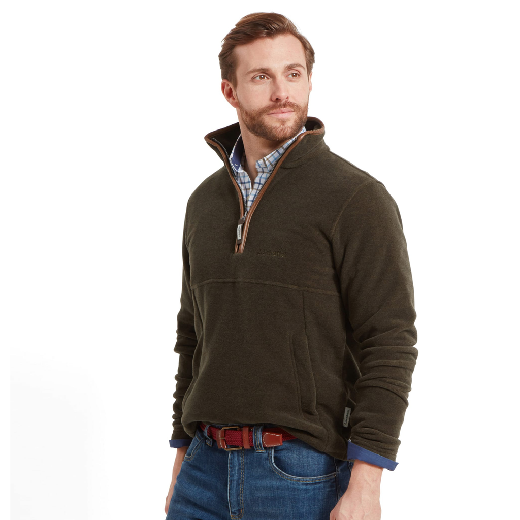 Schoffel Men's Berkeley Quarter Zip Fleece - Dark Olive