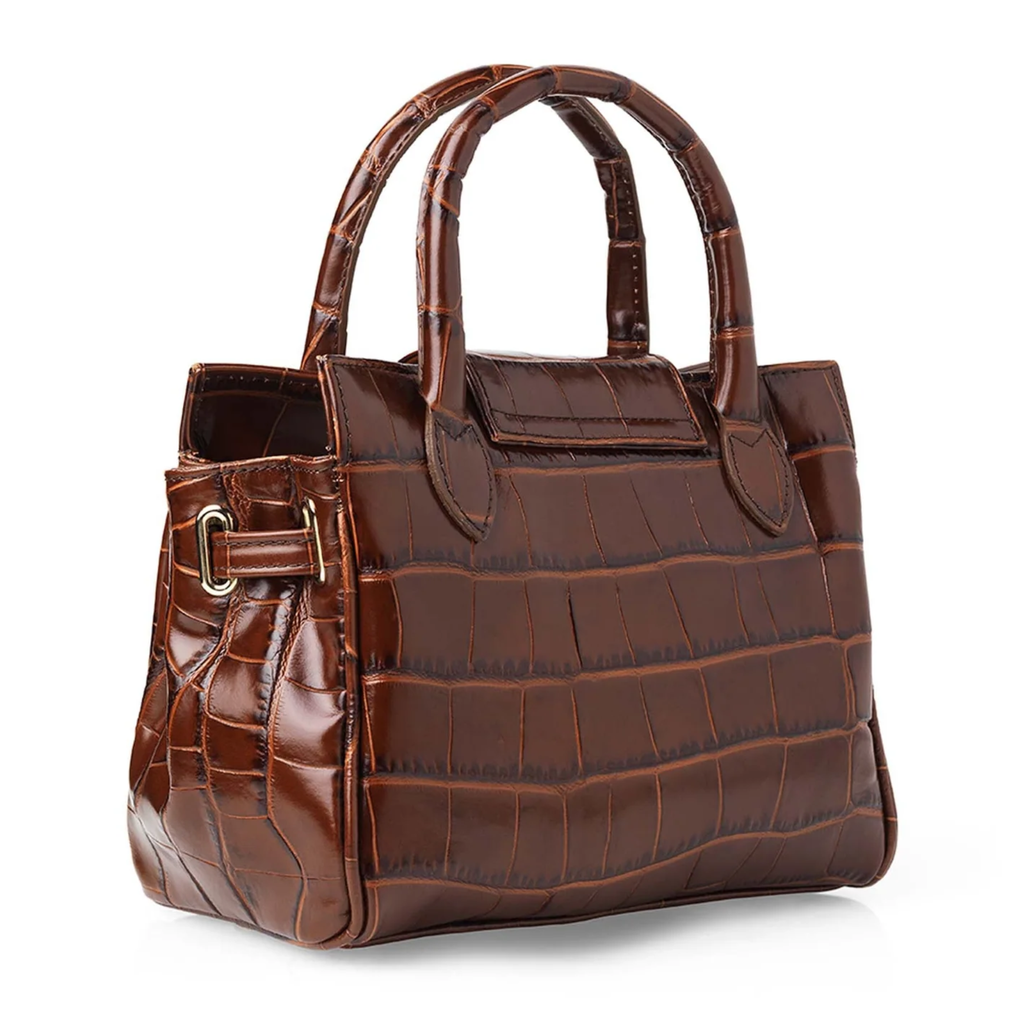 Fairfax & Favor Mini Windsor Leather Handbag -  Conker Croc