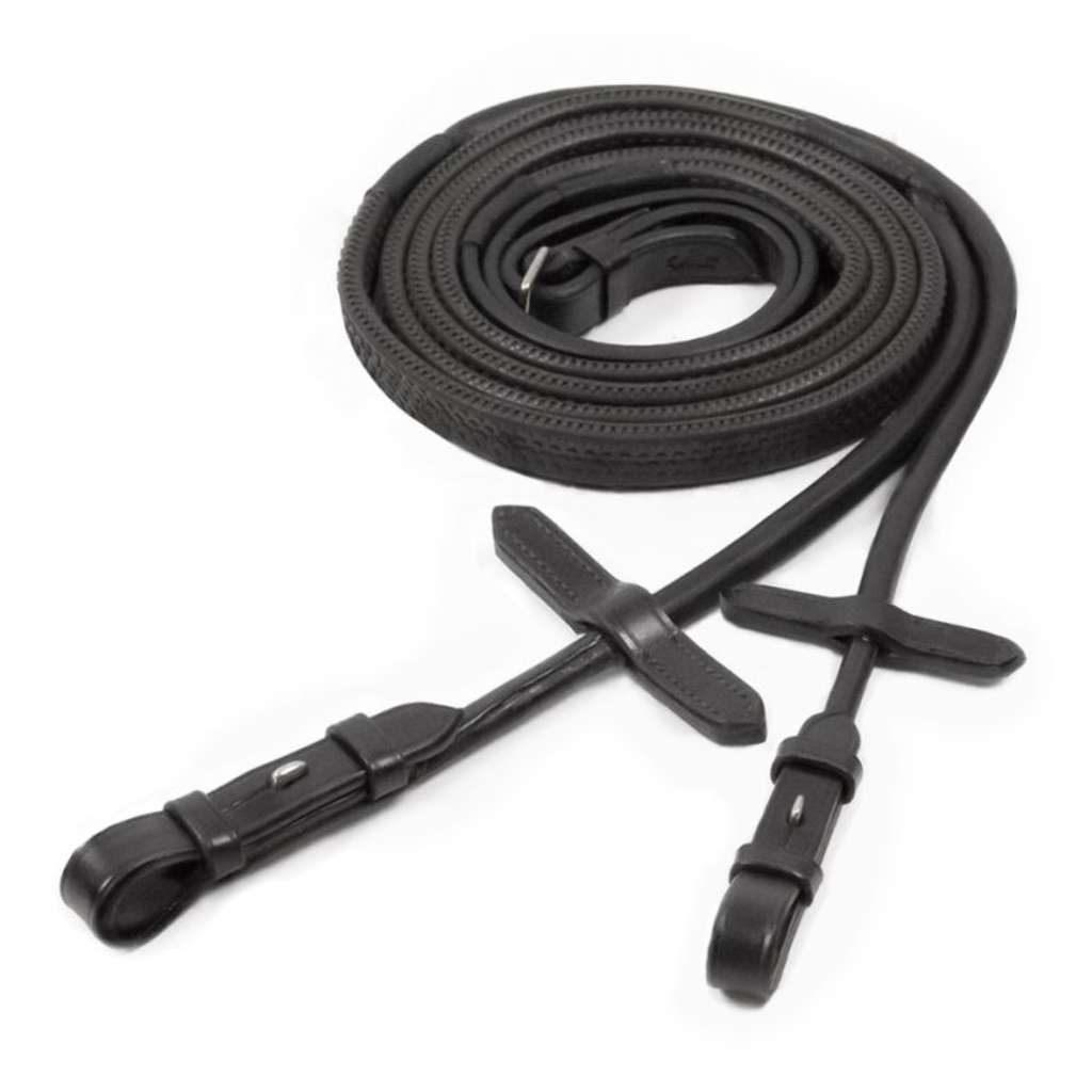 Schockemohle Rolled Rubber Reins - Black/Silver