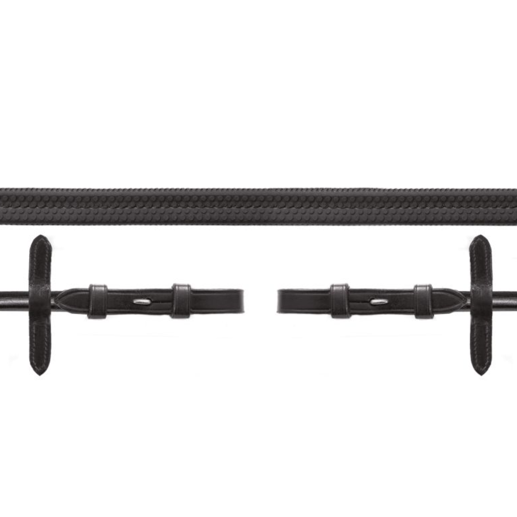 Schockemohle Rolled Rubber Reins - Black/Silver