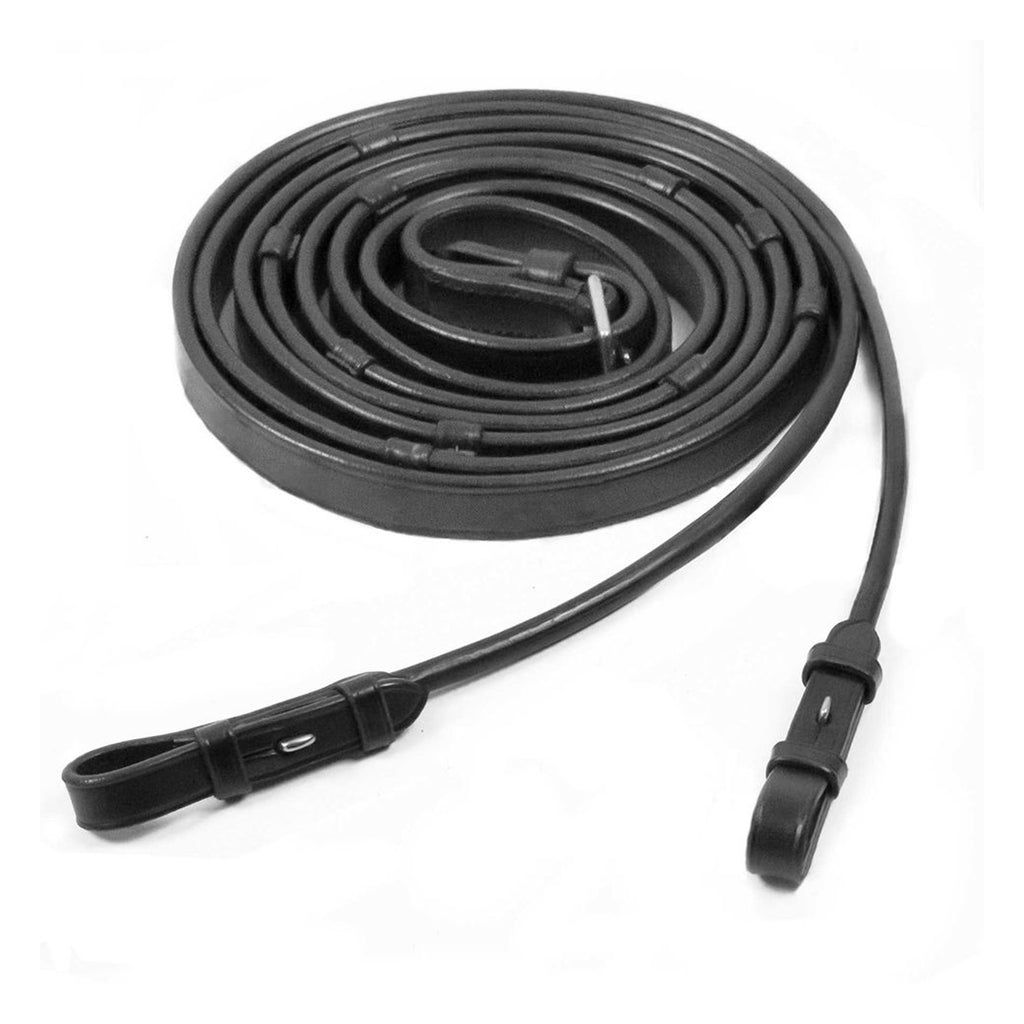 Schockemohle Rolled Leather Reins - Black/Silver
