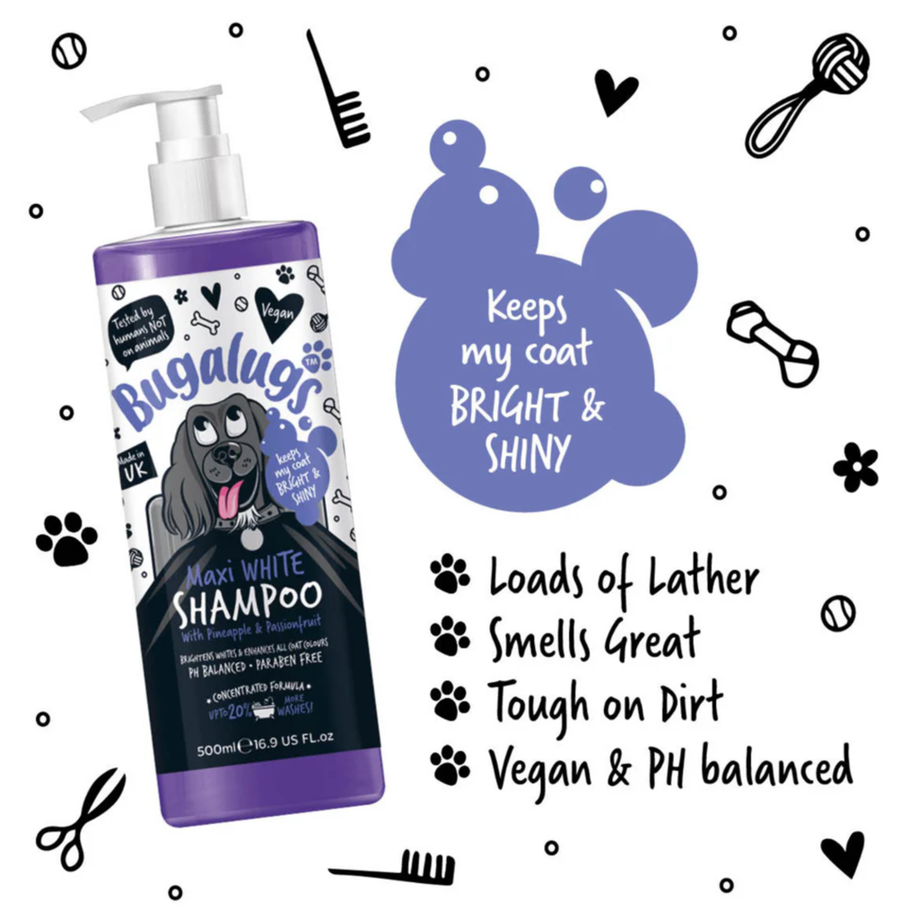 Bugalugs Maxi White Whitening Dog Shampoo - 500ml