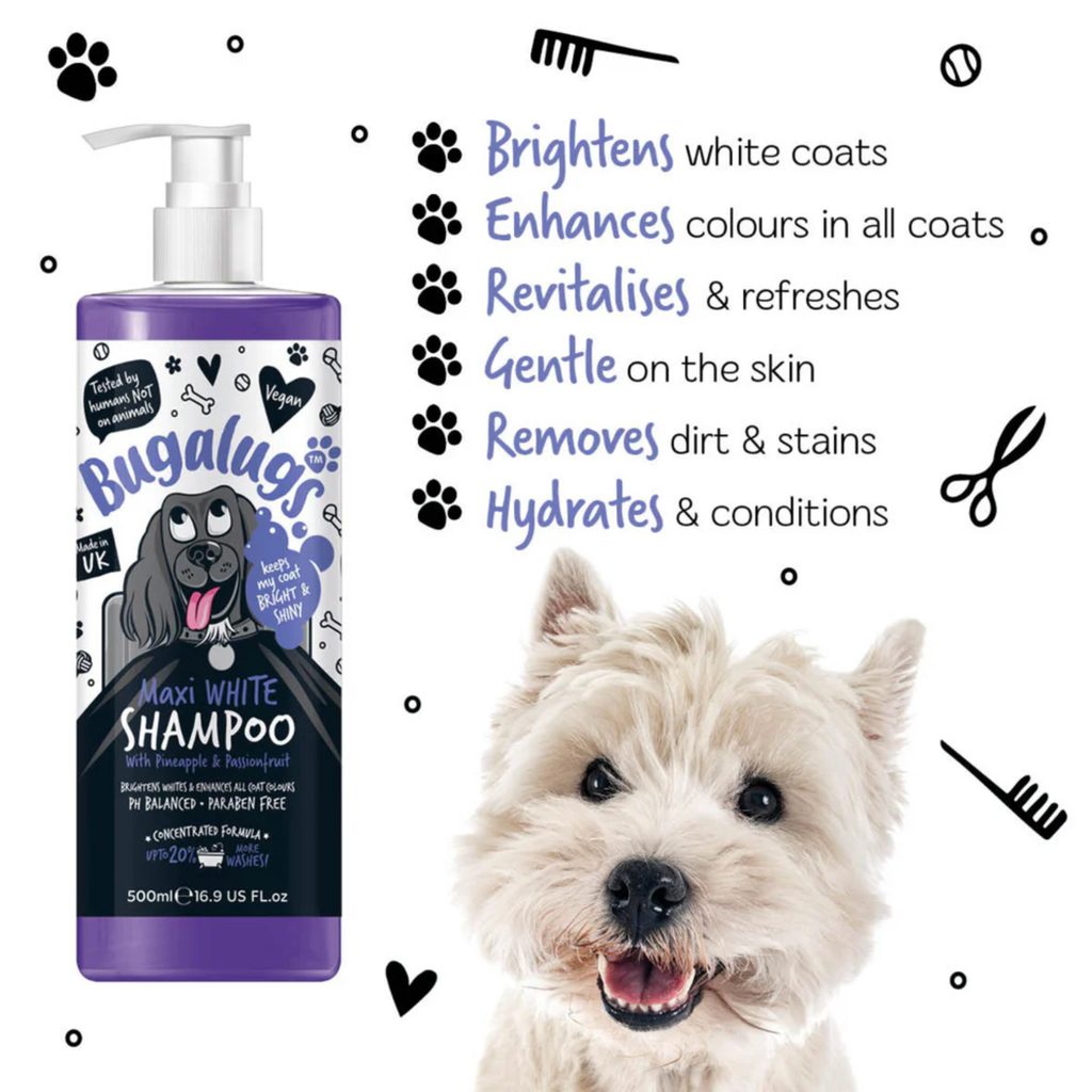 Bugalugs Maxi White Whitening Dog Shampoo - 500ml