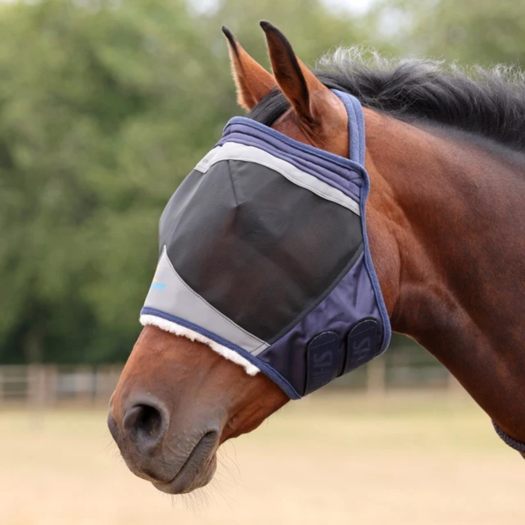 FlyGuard Pro Fine Mesh Earless Fly Mask - Navy