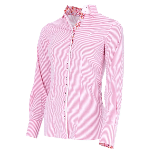 Fior Da Liso Ladies Laura Paisley L Blouse - Pink White Striped