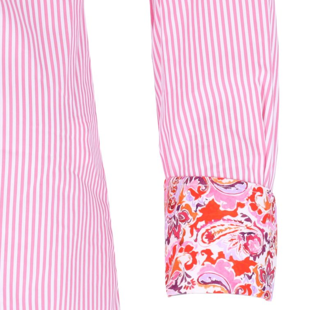 Fior Da Liso Ladies Laura Paisley L Blouse - Pink White Striped
