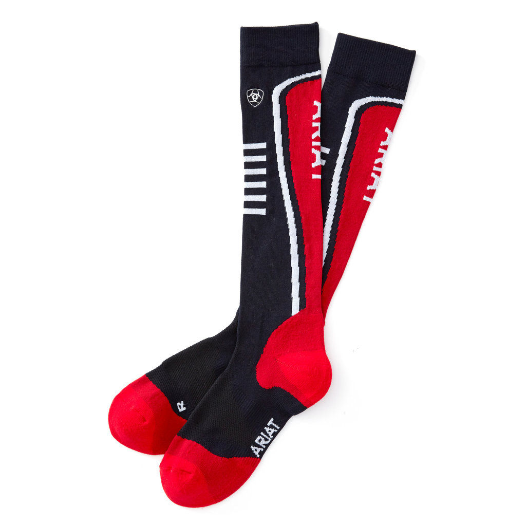 Ariat AriatTek Slimline Performance Socks - Navy/Red