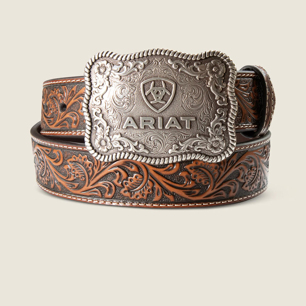 Ariat Mens Leather Cow Buckle Belt - Brown