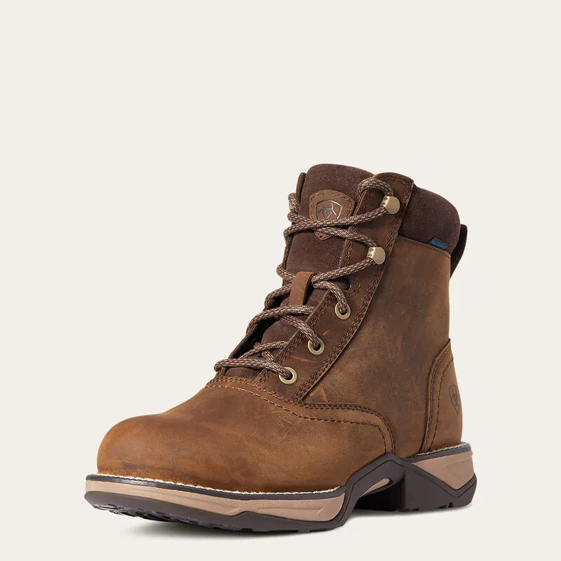 Ariat Ladies Anthem H2O Round Toe Lacer - Distressed Brown