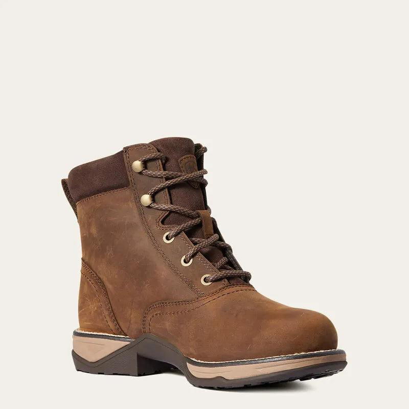 Ariat Ladies Anthem H2O Round Toe Lacer - Distressed Brown