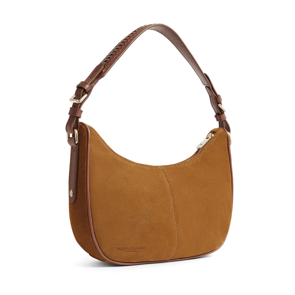 Fairfax and Favor Tetbury Crescent Handbag - Tan Suede