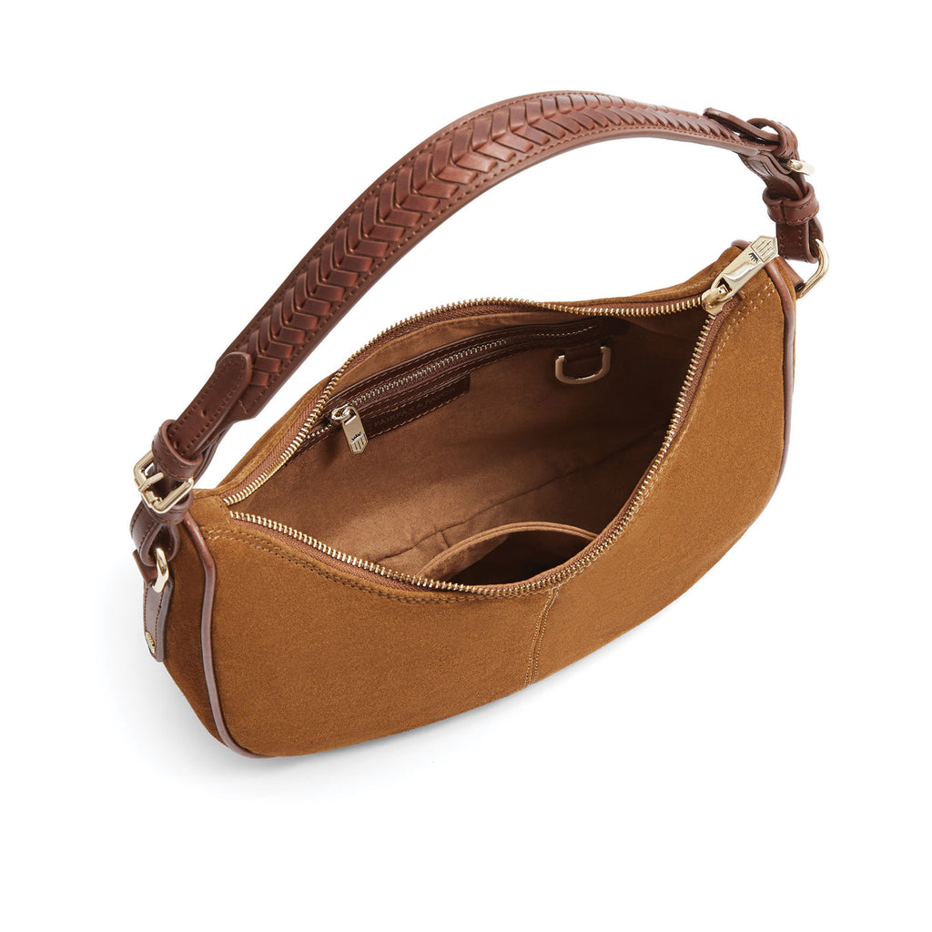 Fairfax and Favor Tetbury Crescent Handbag - Tan Suede
