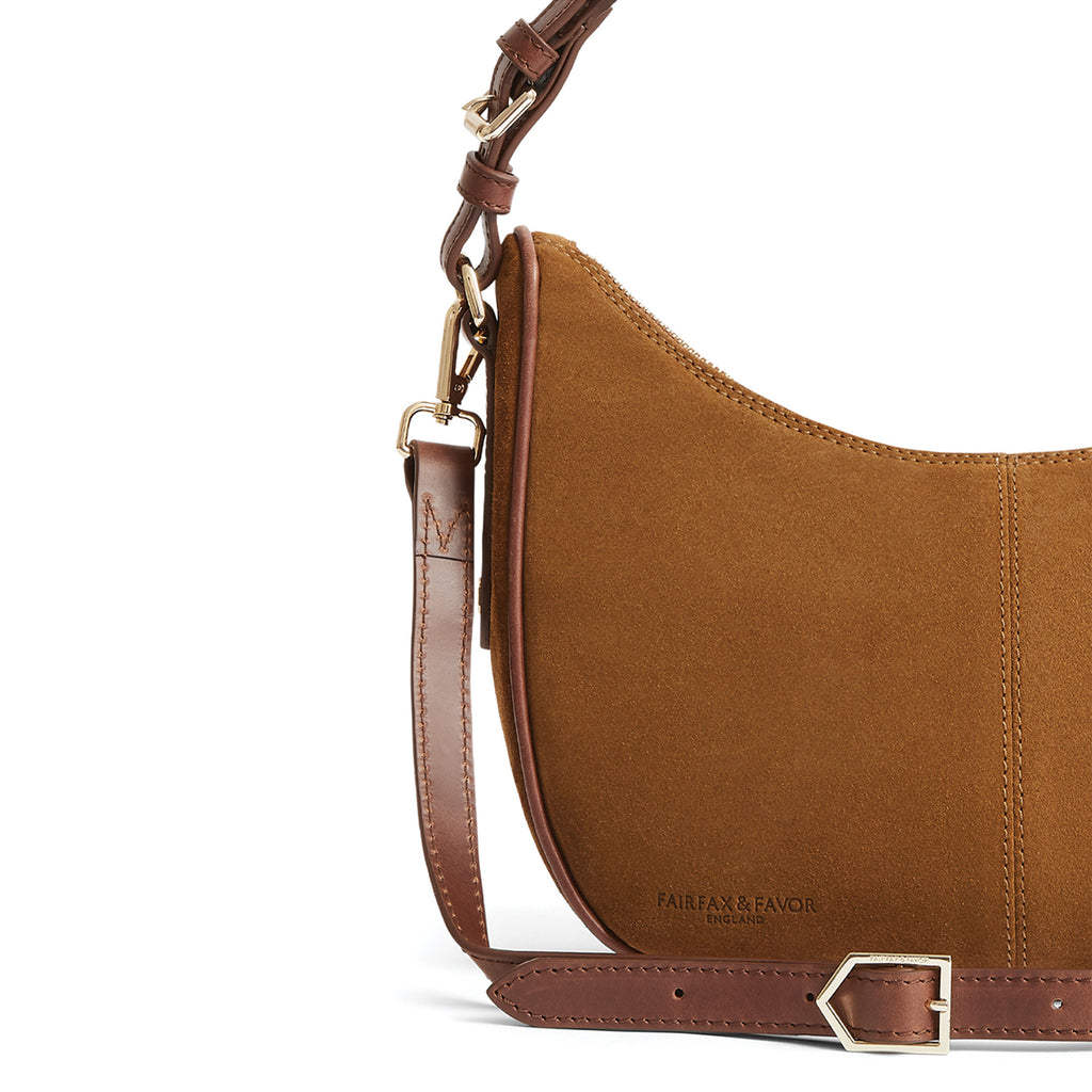Fairfax and Favor Tetbury Crescent Handbag - Tan Suede