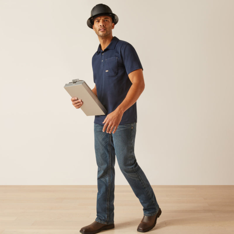 Ariat Mens Short Sleeve Foreman Polo - Navy