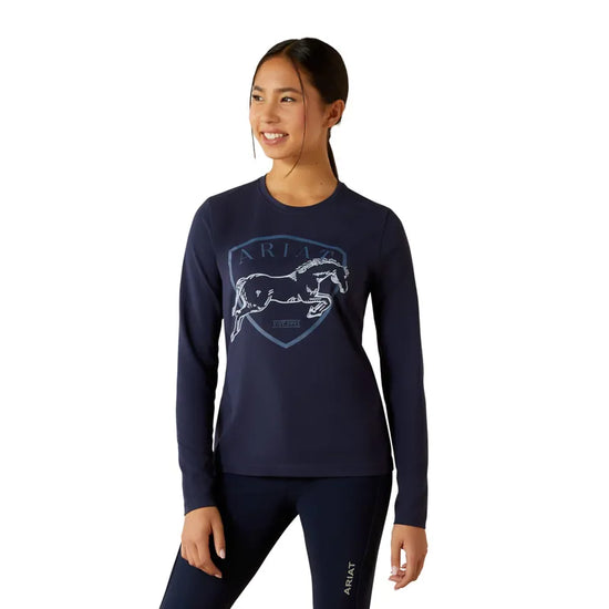 Ariat Girls Liberty Jump Long Sleeve T-Shirt - Navy