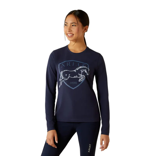 Ariat Girls Liberty Jump Long Sleeve T-Shirt - Navy