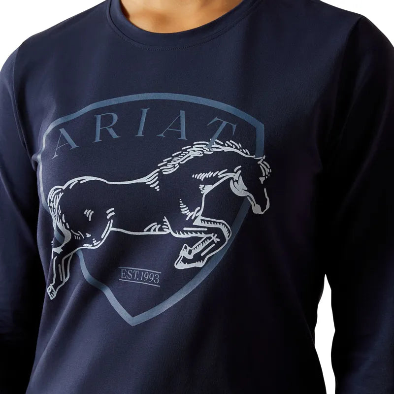 Ariat Girls Liberty Jump Long Sleeve T-Shirt - Navy