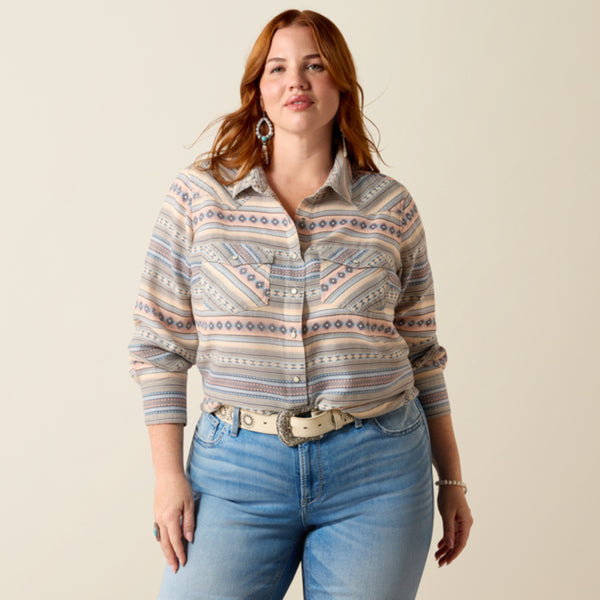 Ariat Ladies Arizona Western Snap Shirt - Ombre Blue Southwest