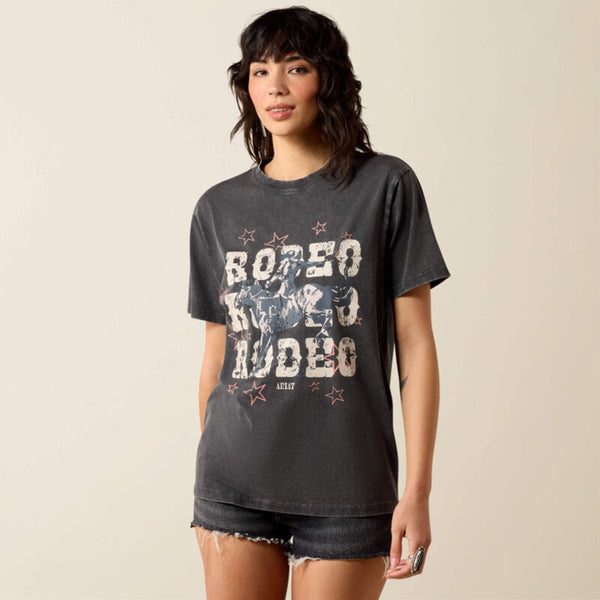 Ariat Ladies Star Spangled Rodeo T-Shirt - Charcoal Mineral Wash
