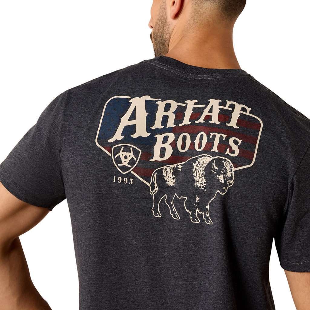 Ariat Mens American Bison Classic Fit T-Shirt - Charcoal Heather