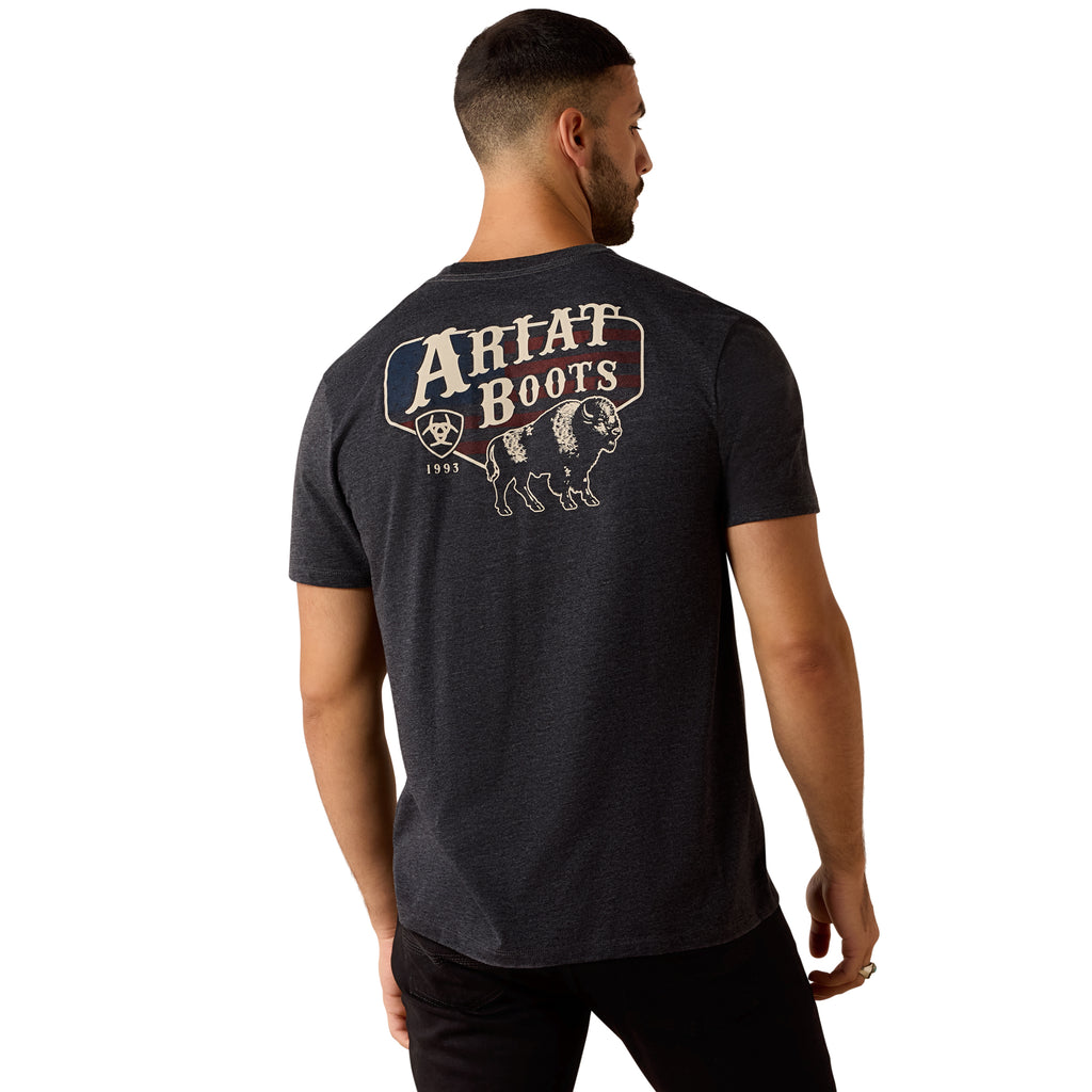 Ariat Mens American Bison Classic Fit T-Shirt - Charcoal Heather