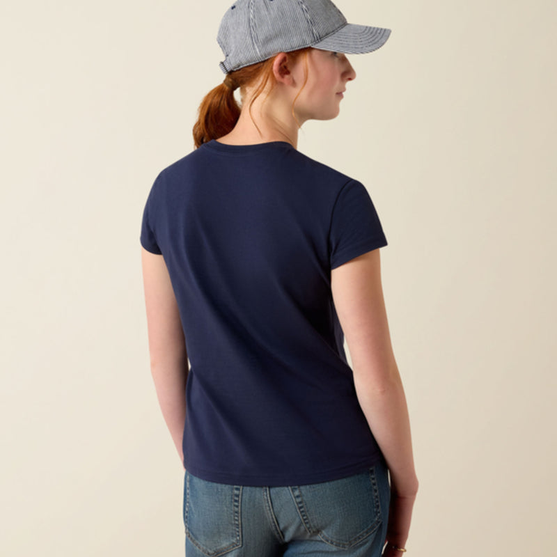 Ariat Youth Vertical Logo Tee - Team Navy/Red