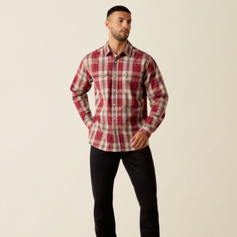 Ariat Mens Retro Hawthorne Shirt - Brick Red Plaid