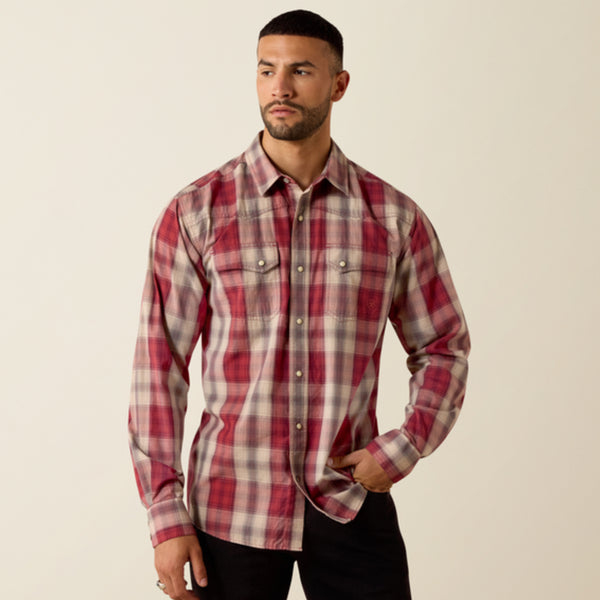 Ariat Mens Retro Hawthorne Shirt - Brick Red Plaid