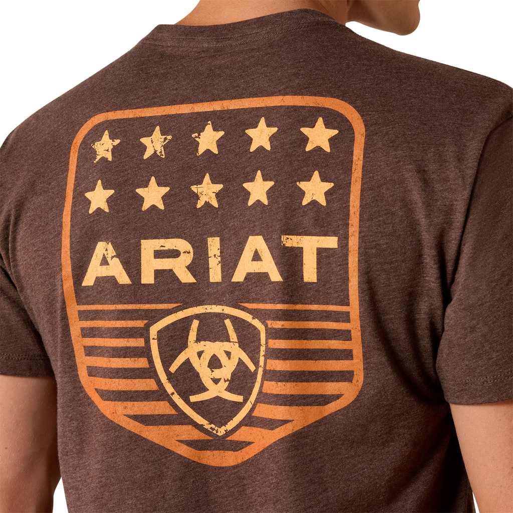 Ariat Mens Stripe Patriotic Badge Short Sleeve T-Shirt - Brown Heather