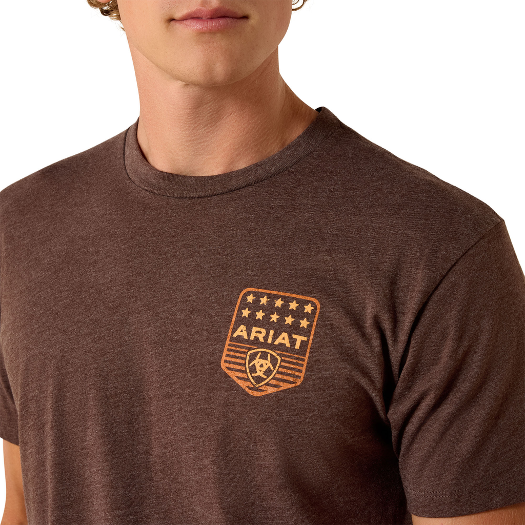 Ariat Mens Stripe Patriotic Badge Short Sleeve T-Shirt - Brown Heather