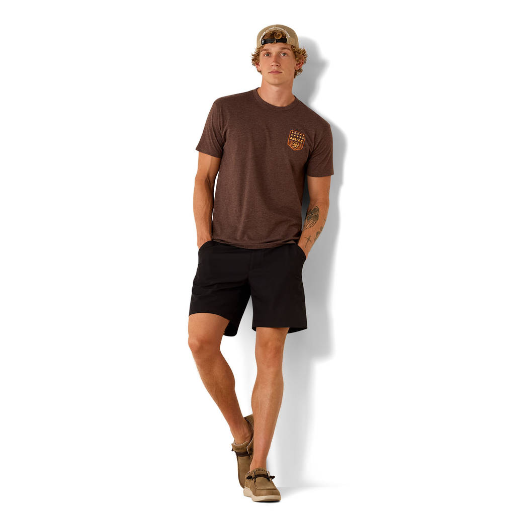 Ariat Mens Stripe Patriotic Badge Short Sleeve T-Shirt - Brown Heather