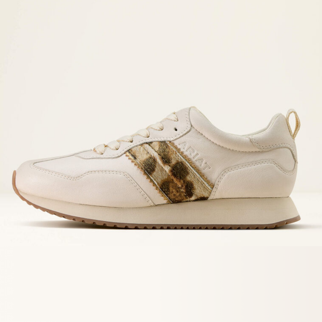 Ariat Ladies Ranch Runner - Bright Cream/Gilded Leopard Hair On