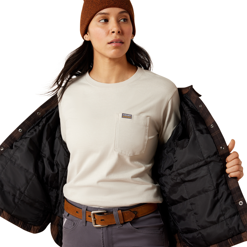 Ariat Ladies Rebar Flannel Insulated Shirt Jacket - Rain Drum