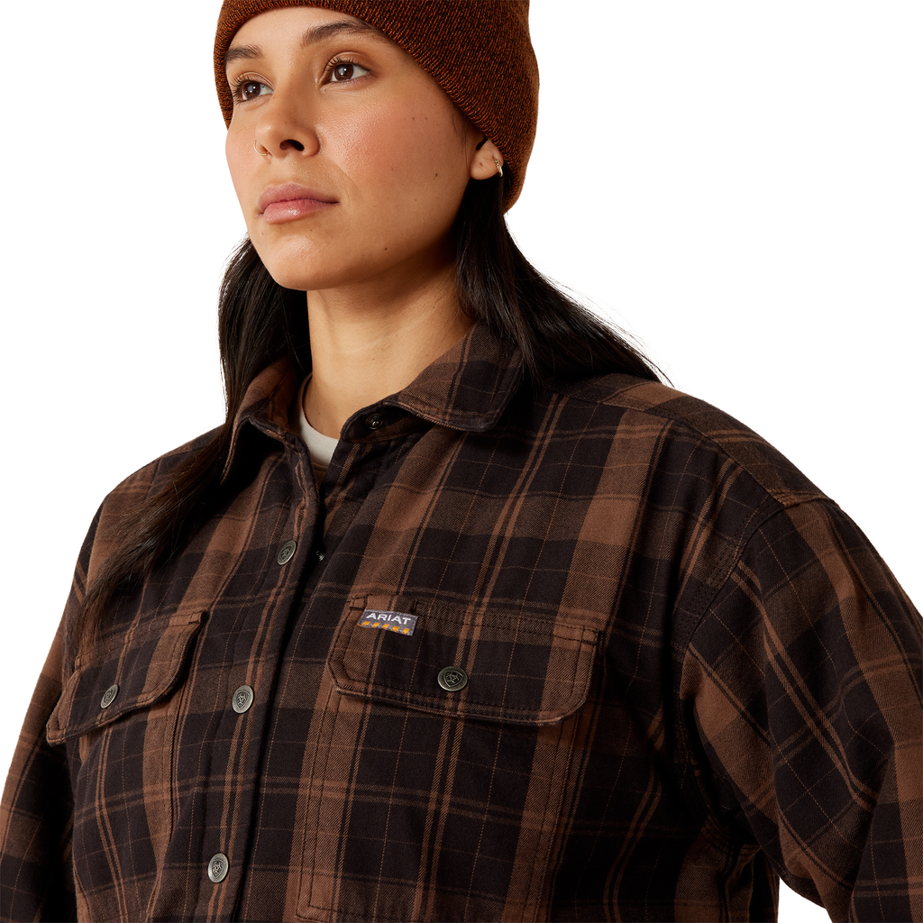 Ariat Ladies Rebar Flannel Insulated Shirt Jacket - Rain Drum