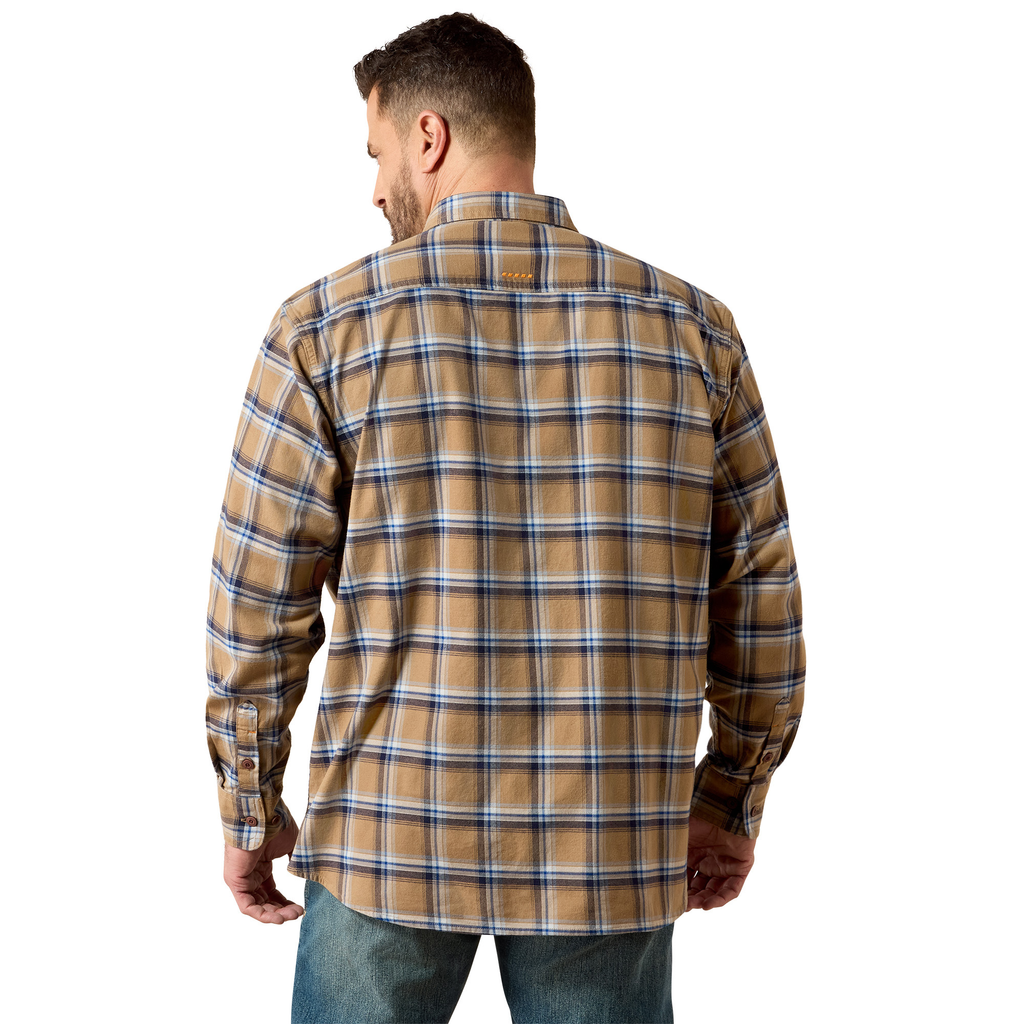 Ariat Mens Rebar Flannel DuraStretch Work Shirt - Field Khaki
