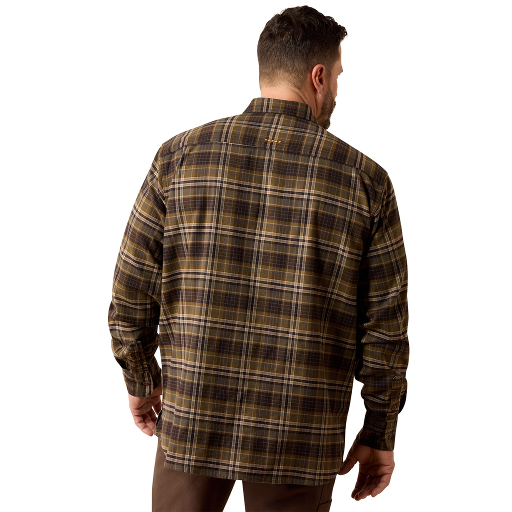 Ariat Mens Rebar Flannel DuraStretch Work Shirt - Earth