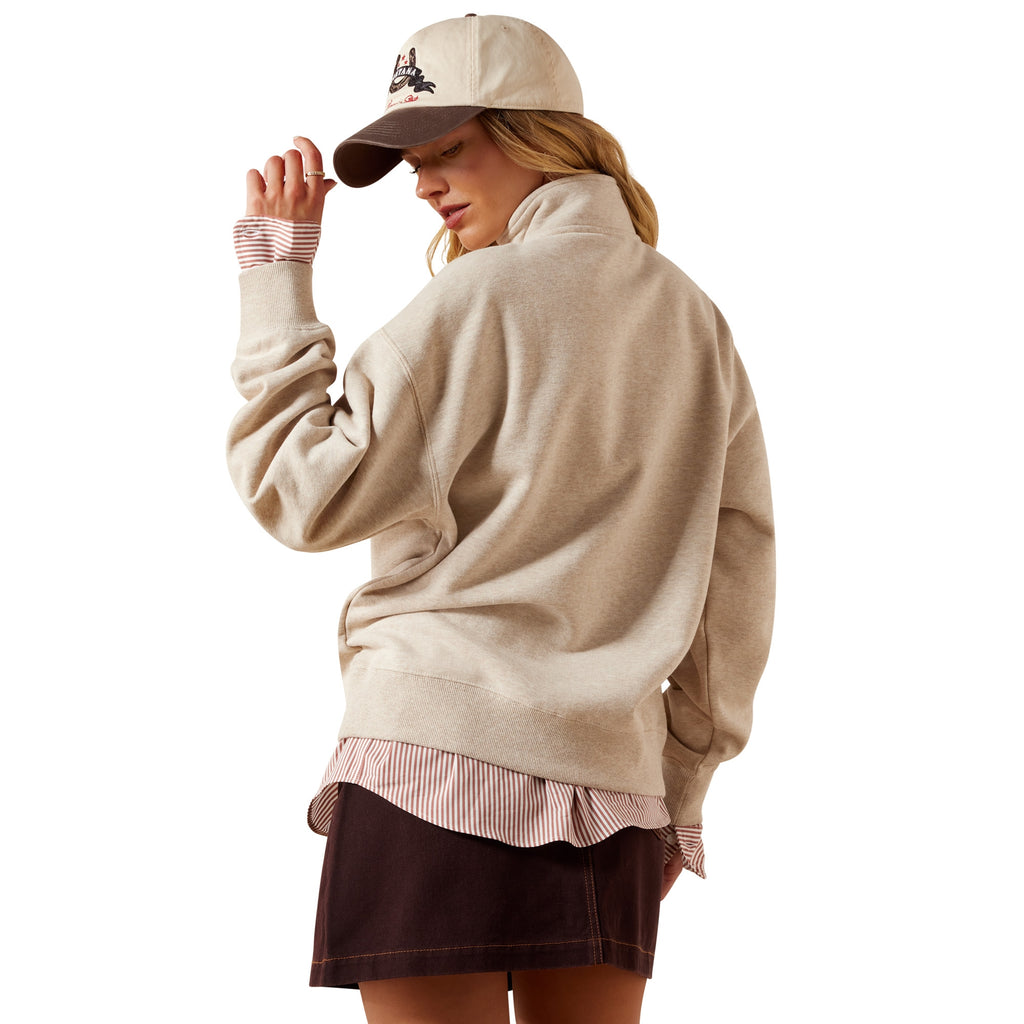 Ariat Ladies Running Wild 1/2 Zip Sweatshirt - Oatmeal Heather