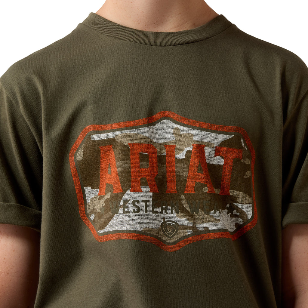 Ariat Boys Wild Creek Camo T-Shirt - Army Green