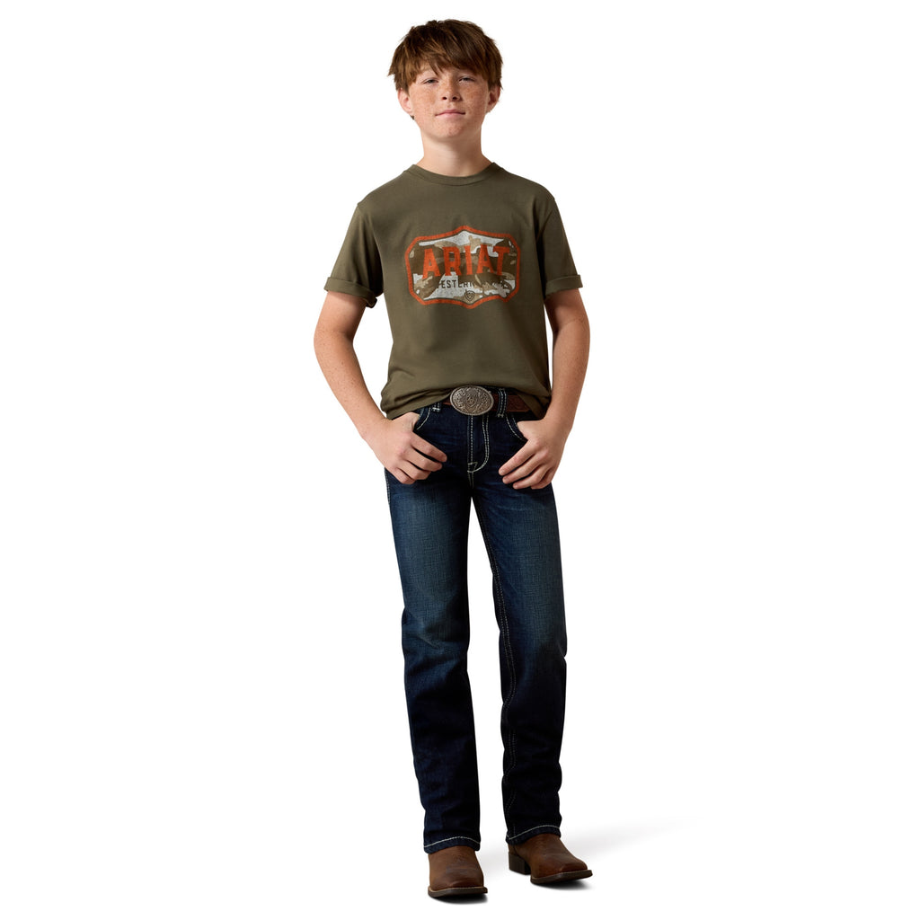 Ariat Boys Wild Creek Camo T-Shirt - Army Green