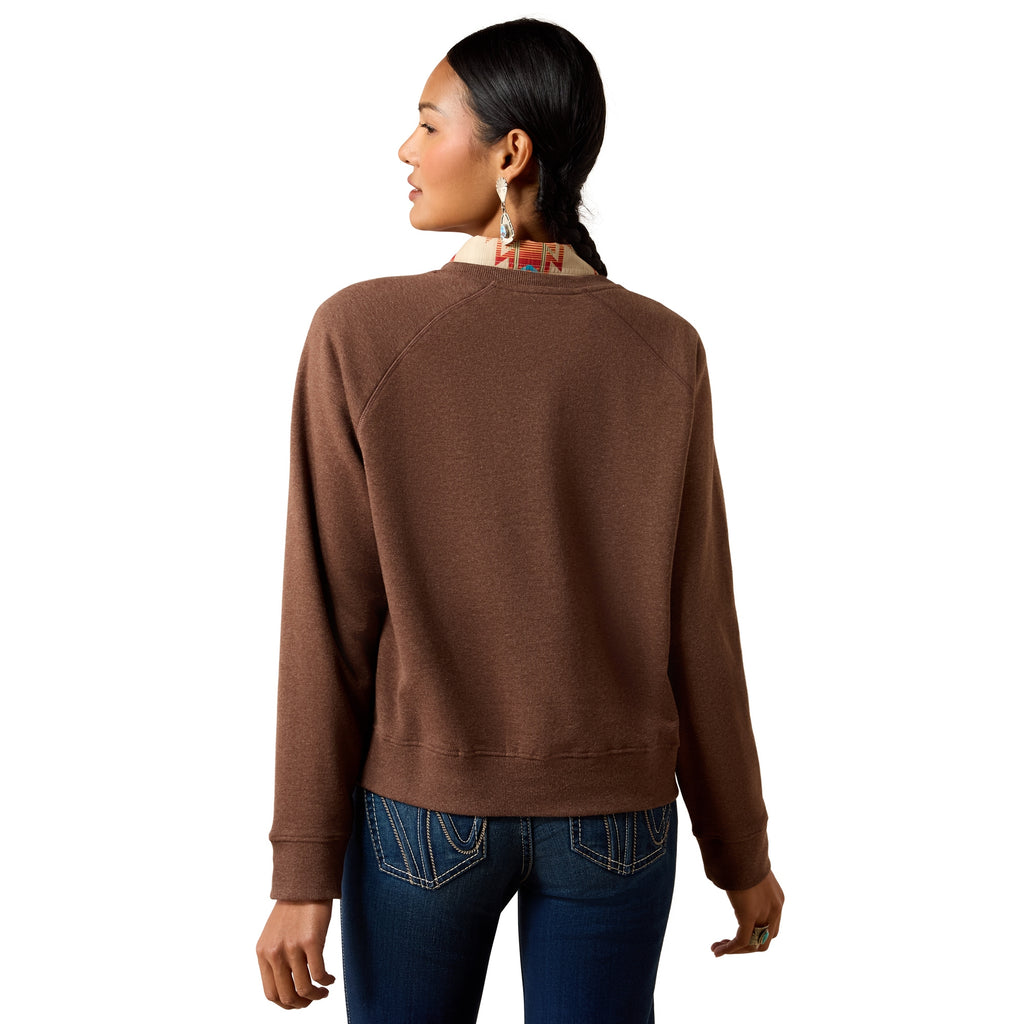 Ariat Ladies Essential Crew Sweatshirt - Chicory Coffee Heather