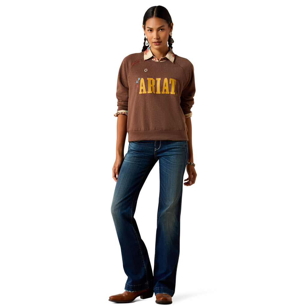 Ariat Ladies Essential Crew Sweatshirt - Chicory Coffee Heather