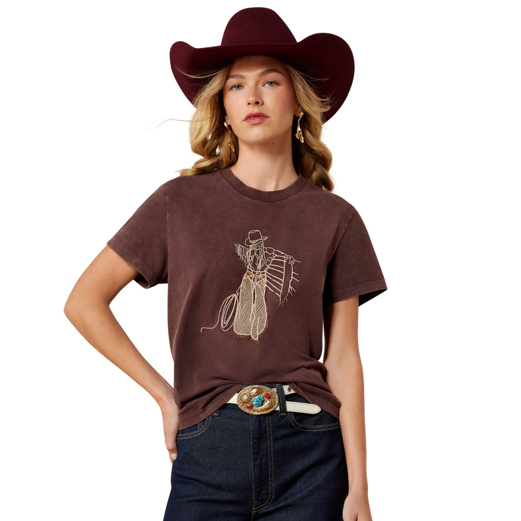 Ariat Ladies Rebel With A Cause T-Shirt - Chocolate Plum