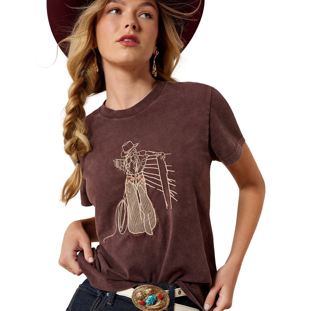 Ariat Ladies Rebel With A Cause T-Shirt - Chocolate Plum