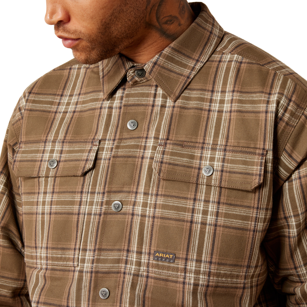 Ariat Mens Rebar Flannel Insulate Shirt Jacket - Canteen
