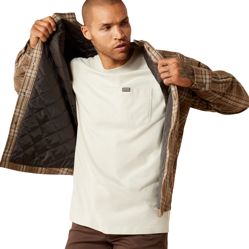 Ariat Mens Rebar Flannel Insulate Shirt Jacket - Canteen