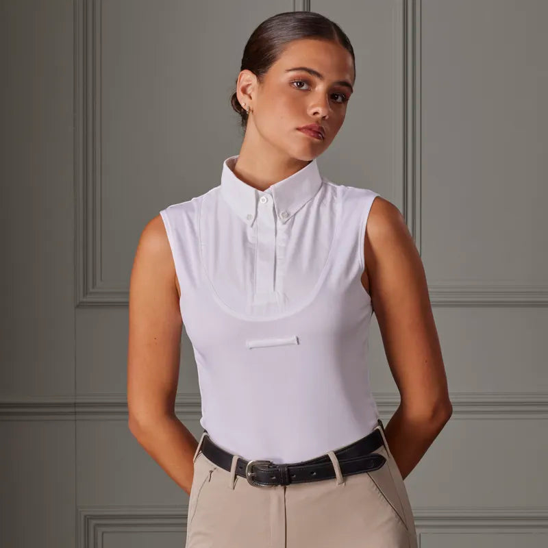 Aubrion Ladies Sleeveless Tie Shirt - White