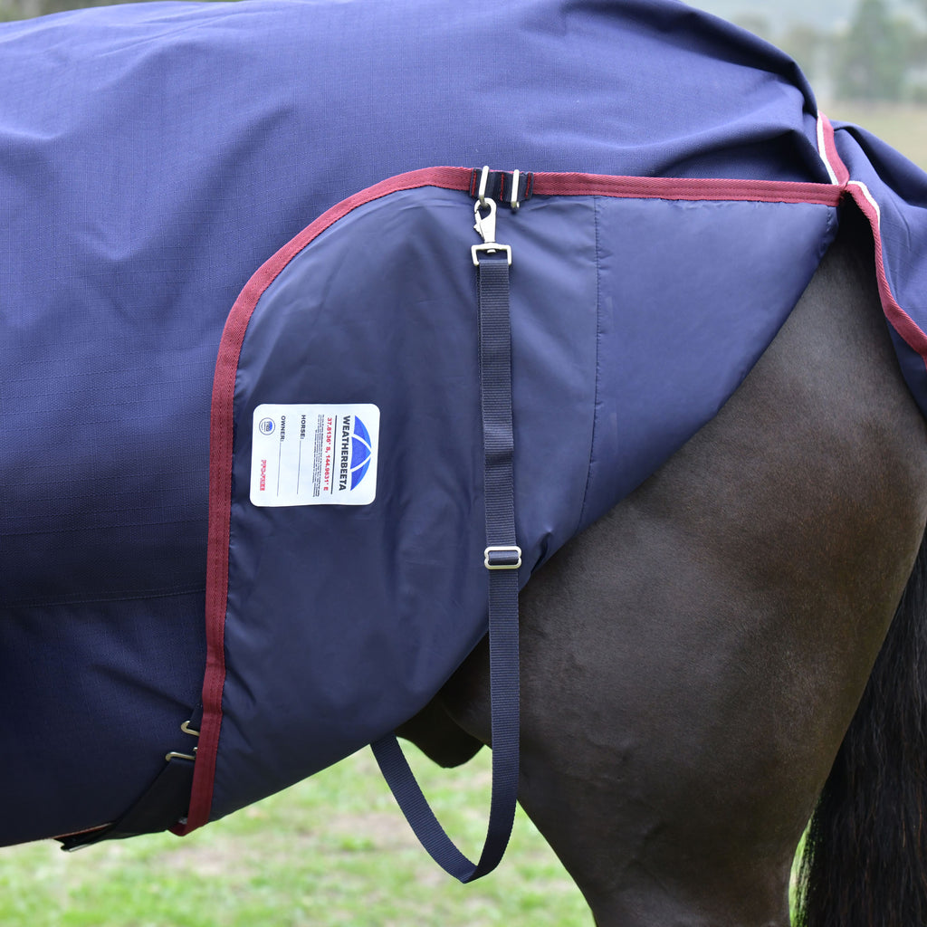 Weatherbeeta Comfitec Essential Turnout Detacha-A-Neck 220g - Navy/Burgundy