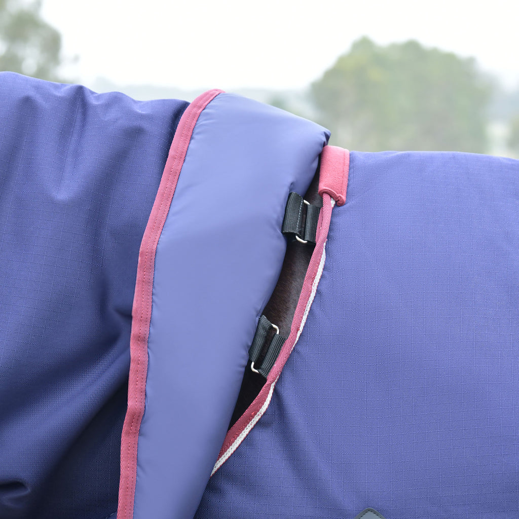 Weatherbeeta Comfitec Essential Turnout Detacha-A-Neck 220g - Navy/Burgundy